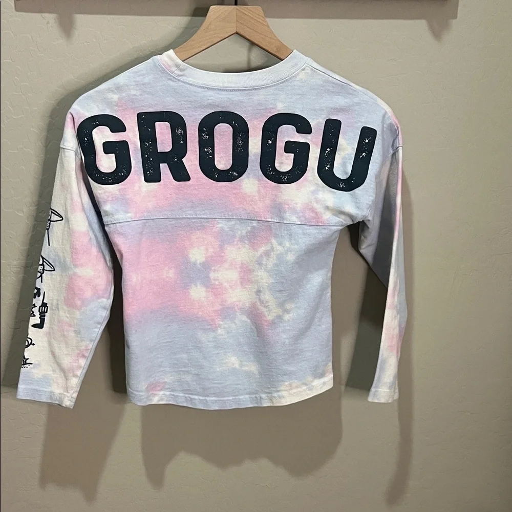 Star Wars Disney Grogu Spirit Jersey Pink Blue Tie-Dye Long Sleeve Tee Shirt